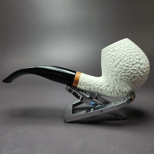 MBSD Meerschaum Deluxe Rusticated Brandy Block Meerschaum Pipe, Briar-Mortise - Image 4