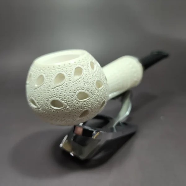 MBSD Meerschaum Silver Reverse Calabash Lattice Tomato Block Meerschaum Pipe - Image 4