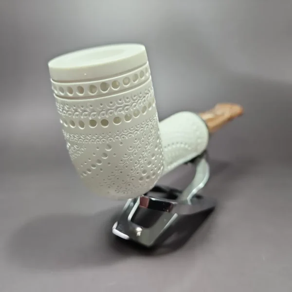MBSD Meerschaum Silver Reverse Calabash Lattice Stack Block Meerschaum Pipe - Image 4