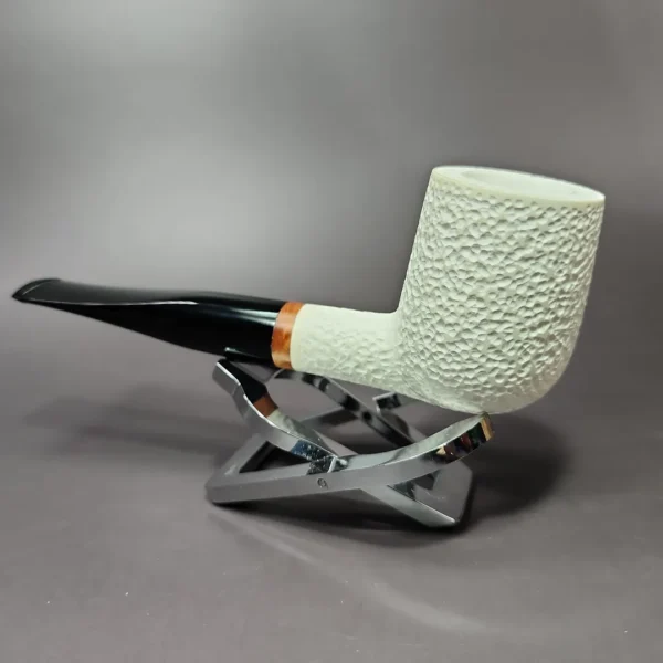 MBSD Meerschaum Deluxe Rusticated Billiard Block Meerschaum Pipe Briar-Mortise - Image 5