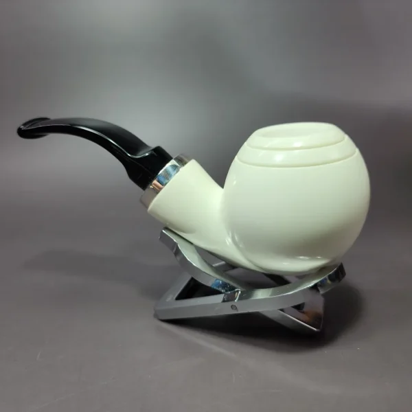 MBSD Meerschaum Deluxe Silver Reverse Calabash Danish Egg Block Meerschaum Pipe - Image 5