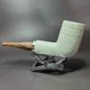 MBSD Meerschaum Silver Reverse Calabash Lattice Stack Block Meerschaum Pipe - Image 5