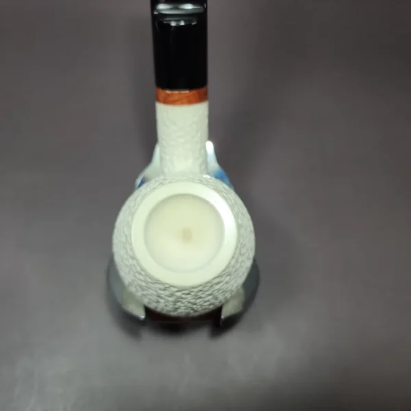 MBSD Meerschaum Deluxe Rusticated Brandy Block Meerschaum Pipe Briar-Mortise - Image 6