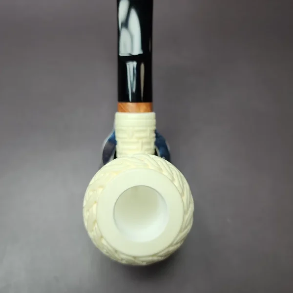MBSD Meerschaum Deluxe Masonic Rhodesian Block Meerschaum Pipe, Briar-Mortise - Image 6