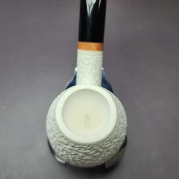MBSD Meerschaum Deluxe Rusticated Brandy Block Meerschaum Pipe, Briar-Mortise - Image 6
