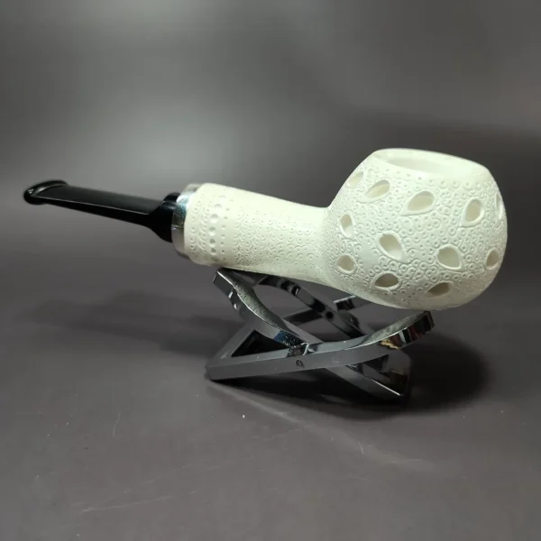 MBSD Meerschaum Silver Reverse Calabash Lattice Tomato Block Meerschaum Pipe - Image 6