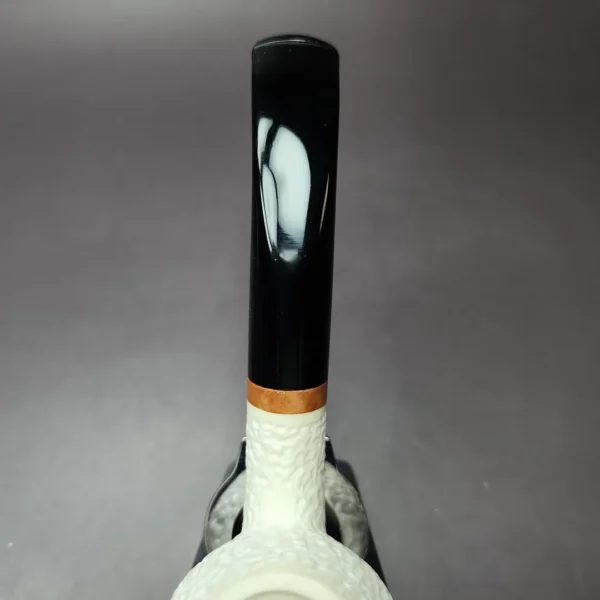 MBSD Meerschaum Deluxe Rusticated Brandy Block Meerschaum Pipe, Briar-Mortise - Image 7