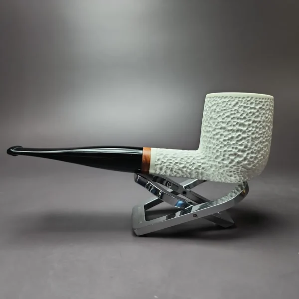 MBSD Meerschaum Deluxe Rusticated Large Billiard Block Meerschaum Pipe, Briar-Mortise - Image 7