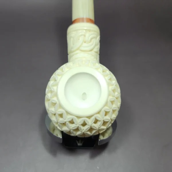 MBSD Meerschaum Deluxe Lattice Author Block Meerschaum Pipe, Briar-Mortise - Image 7