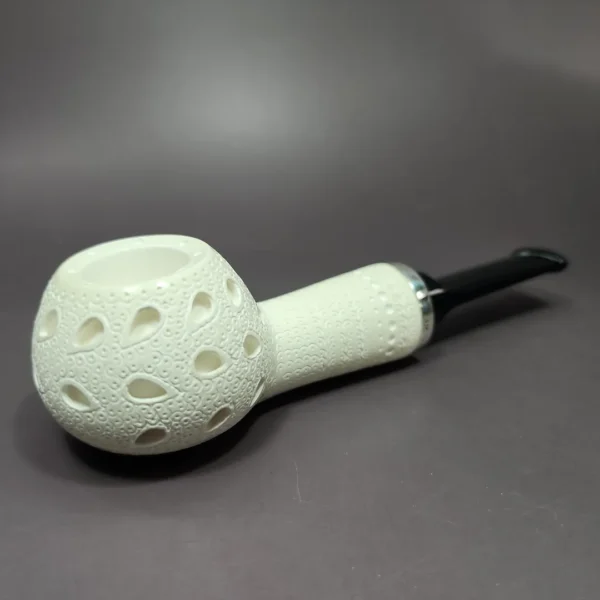 MBSD Meerschaum Silver Reverse Calabash Lattice Tomato Block Meerschaum Pipe - Image 7