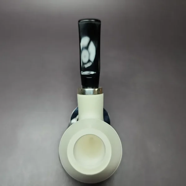 MBSD Meerschaum Silver Reverse Calabash Rhodesian Block Meerschaum Pipe - Image 8