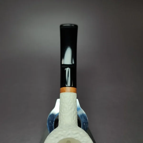 MBSD Meerschaum Deluxe Rusticated Billiard Block Meerschaum Pipe, Briar-Mortise - Image 8