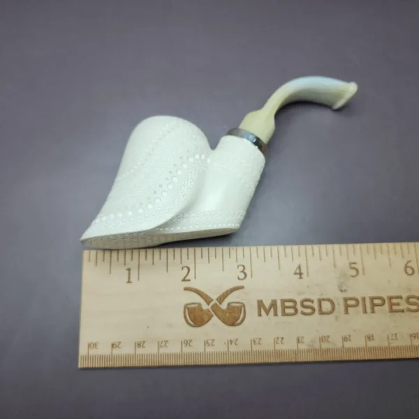 MBSD Meerschaum Silver Reverse Calabash Volcano Sitter Block Meerschaum Pipe - Image 8