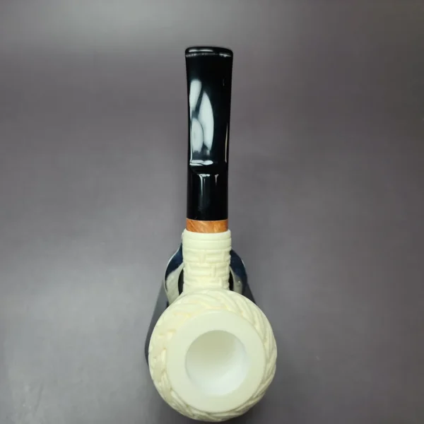 MBSD Meerschaum Deluxe Masonic Rhodesian Block Meerschaum Pipe, Briar-Mortise - Image 8