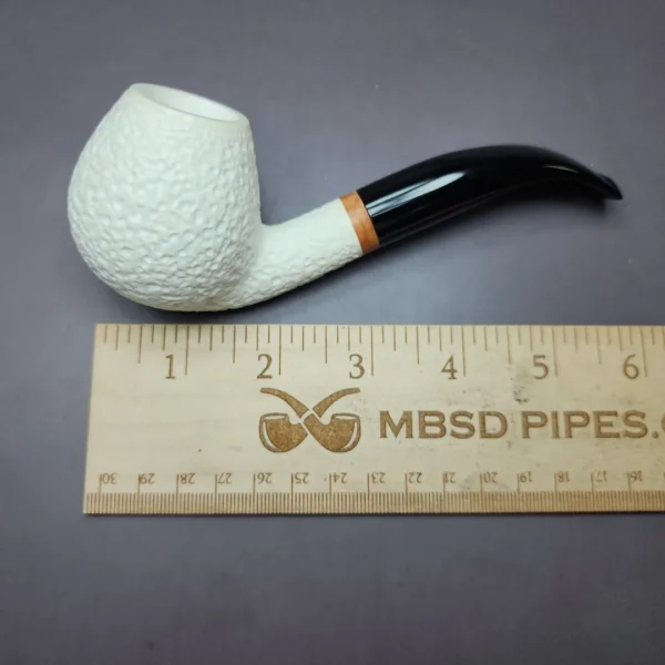 MBSD Meerschaum Deluxe Rusticated Brandy Block Meerschaum Pipe, Briar-Mortise - Image 8