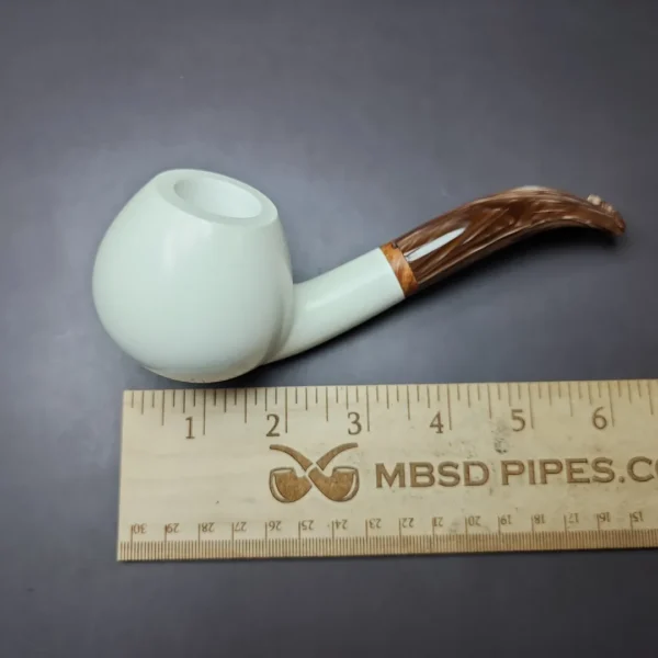 MBSD Meerschaum Deluxe XL Smooth Brandy Block Meerschaum Pipe, Briar-Mortise - Image 8