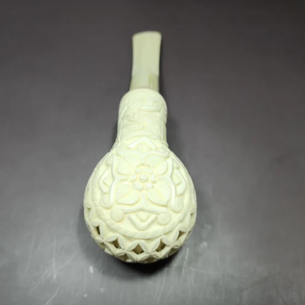 MBSD Meerschaum Deluxe Lattice Author Block Meerschaum Pipe, Briar-Mortise - Image 8