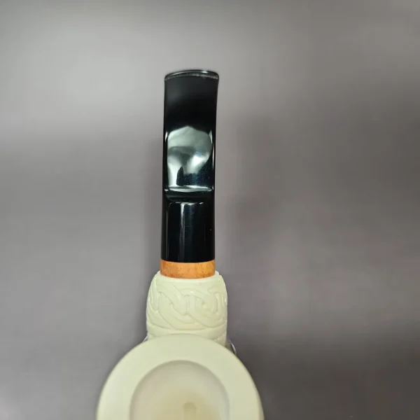 MBSD Meerschaum Deluxe Floral Barrel Block Meerschaum Pipe, Briar-Mortise, 9mm - Image 8