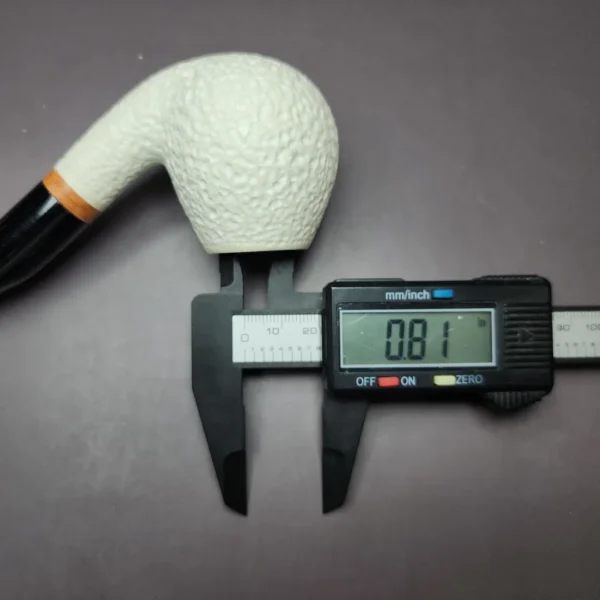 MBSD Meerschaum Deluxe Rusticated Brandy Block Meerschaum Pipe, Briar-Mortise - Image 9