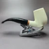 MBSD Meerschaum Deluxe Smooth Bent Billiard Block Meerschaum Pipe, Briar-Mortise - Image 9