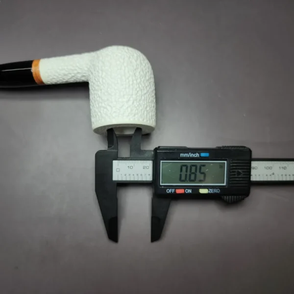 MBSD Meerschaum Deluxe Rusticated Large Billiard Block Meerschaum Pipe, Briar-Mortise - Image 9