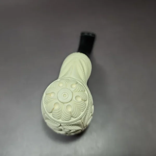 MBSD Meerschaum Deluxe Floral Barrel Block Meerschaum Pipe, Briar-Mortise, 9mm - Image 9