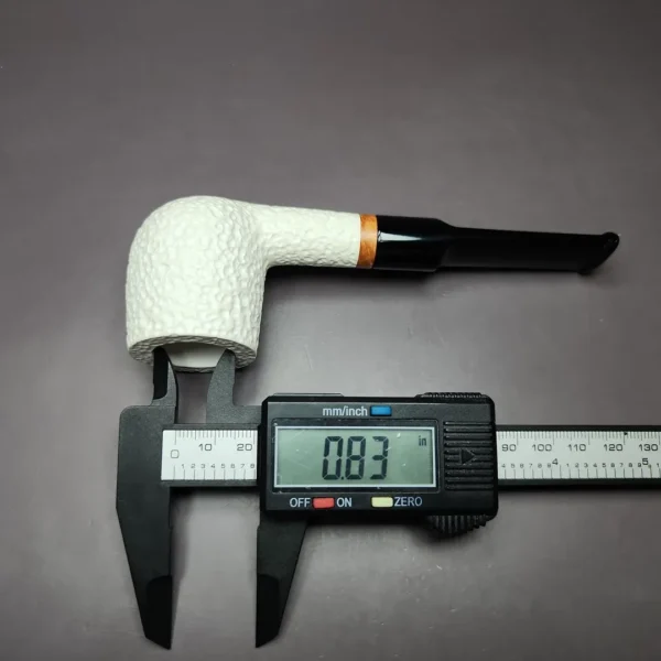 MBSD Meerschaum Deluxe Rusticated Billiard Block Meerschaum Pipe, Briar-Mortise - Image 10