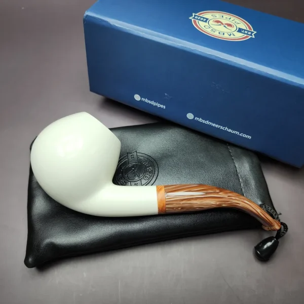 MBSD Meerschaum Deluxe XL Smooth Brandy Block Meerschaum Pipe, Briar-Mortise - Image 10