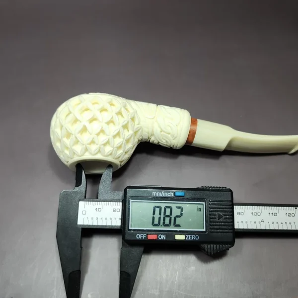 MBSD Meerschaum Deluxe Lattice Author Block Meerschaum Pipe, Briar-Mortise - Image 10