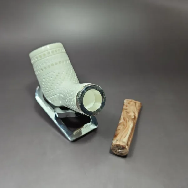 MBSD Meerschaum Silver Reverse Calabash Lattice Stack Block Meerschaum Pipe - Image 10