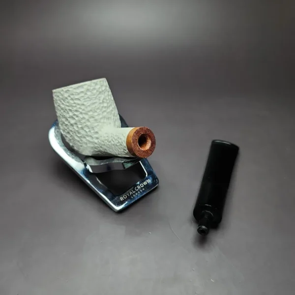 MBSD Meerschaum Deluxe Rusticated Billiard Block Meerschaum Pipe, Briar-Mortise - Image 11
