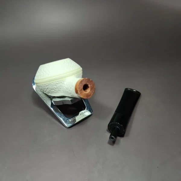 MBSD Meerschaum Deluxe Squat Rhodesian Block Meerschaum Pipe Briar-Mortise - Image 11