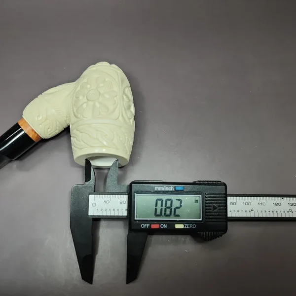 MBSD Meerschaum Deluxe Floral Barrel Block Meerschaum Pipe, Briar-Mortise, 9mm - Image 11