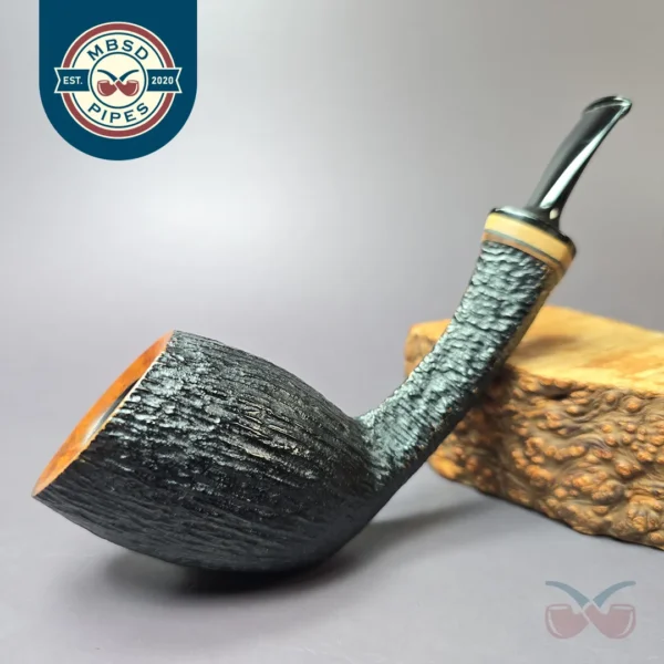 Vitale Rusticated Dublin w/ Olivewood Handmade Estate Briar Pipe