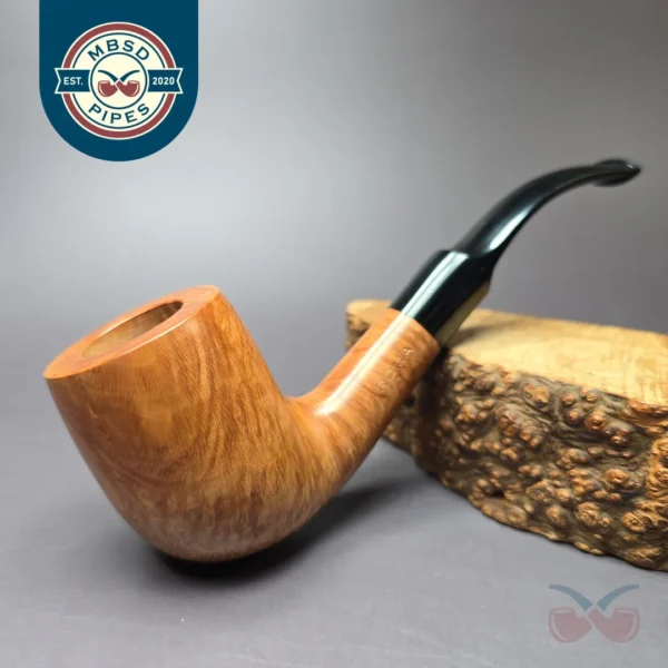 Roma Smooth Bent Billiard Estate Briar Pipe, Unsmoked