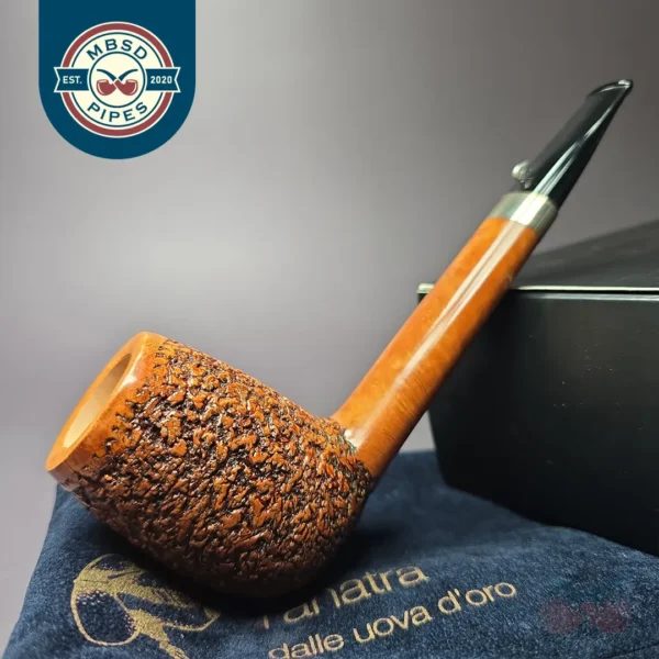 L'Anatra XL Partially Rusticated Canadian w/ Silver Estate Briar Pipe, Unsmoked