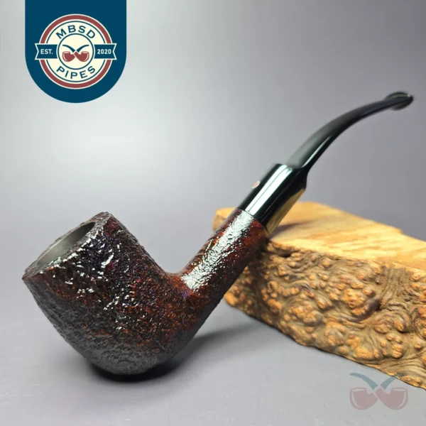 Ashton Pebble Grain XX Sandblasted Bent Billiard Estate Briar Pipe, Unsmoked