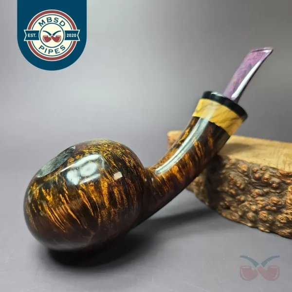 SU Pipes Smooth Tomato w/ Spalted Maple Handmade Briar Pipe, New