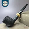 Tsuge Metal Bamboo Sandblasted Billiard w/ Brass Estate Briar Pipe, Unsmoked