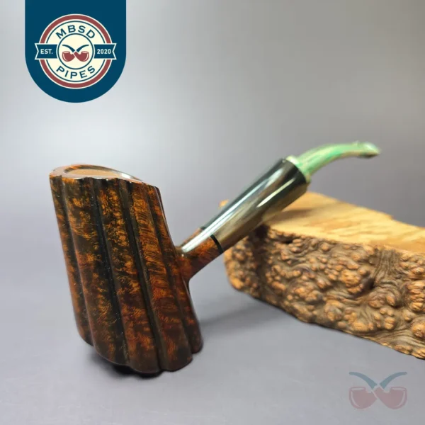 Andrey Kharitonov Smooth Fluted Cherrywood w/ Horn Handmade Briar Pipe, New