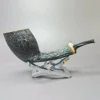 Vitale Rusticated Tulip Dublin w/ Olivewood Estate Briar Pipe, Italian Estates - Image 2