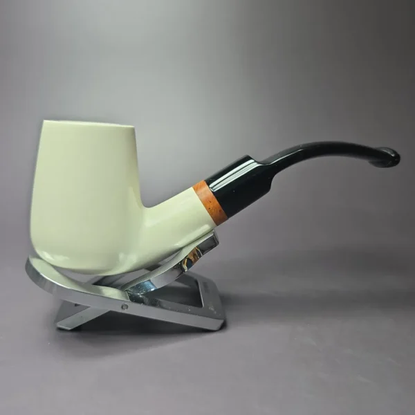 MBSD Meerschaum Deluxe Smooth Brandy Block Meerschaum Pipe, Briar-Mortise, 9mm - Image 2
