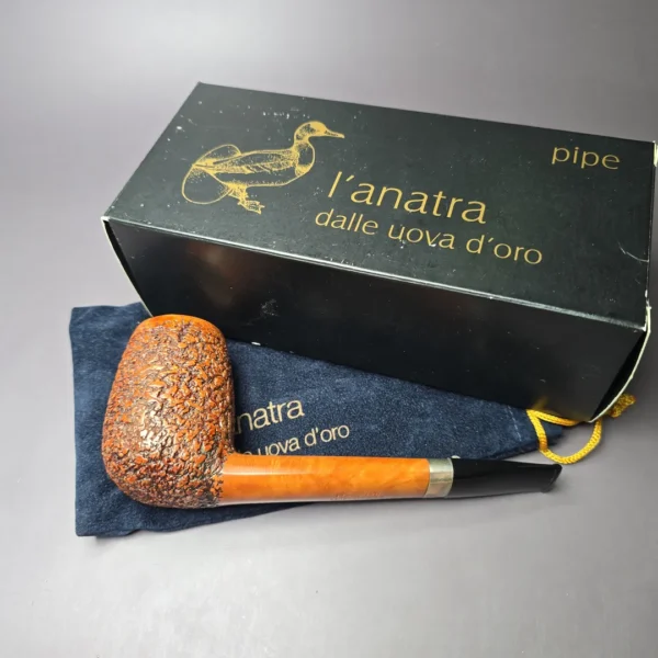 L'Anatra XL Partially Rusticated Canadian w/ Silver Estate Briar Pipe, Unsmoked - Image 2