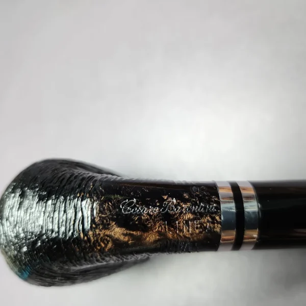 Cesare Barontini Linea Rusticated Bent Billiard Estate Briar Pipe, Unsmoked, 9mm - Image 2