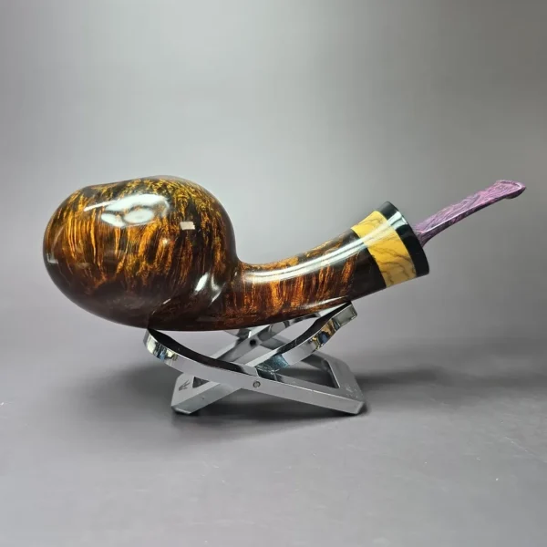 SU Pipes Smooth Tomato w/ Spalted Maple Handmade Briar Pipe, New - Image 2