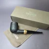 Tsuge Metal Bamboo Sandblasted Billiard w/ Brass Estate Briar Pipe, Unsmoked - Image 2
