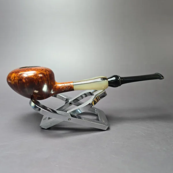 Mina Pipes Smooth Squat Tomato w/ Horn Estate Briar Pipe, Unsmoked - Image 2