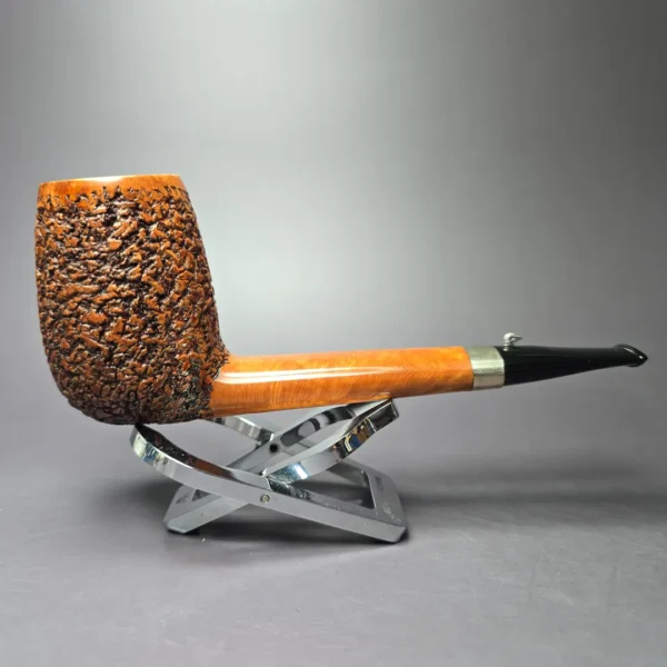 L'Anatra XL Partially Rusticated Canadian w/ Silver Estate Briar Pipe, Unsmoked - Image 3