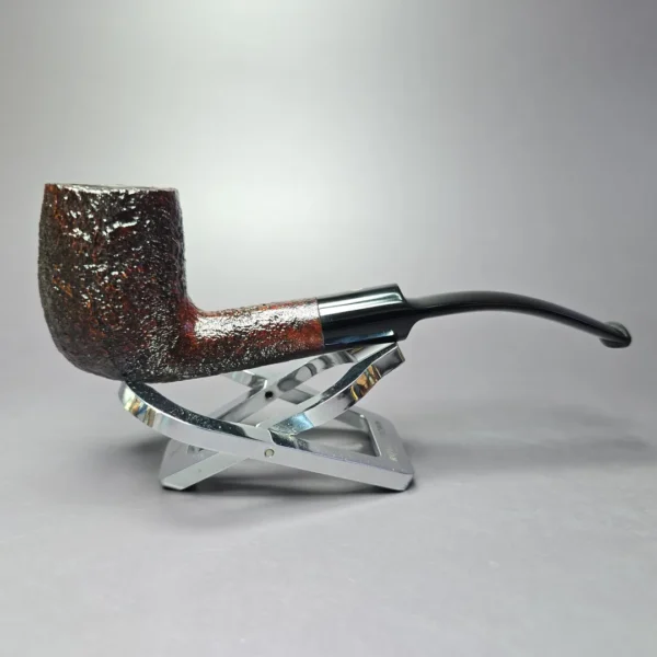 Ashton Pebble Grain XX Sandblasted Bent Billiard Estate Briar Pipe, Unsmoked - Image 3