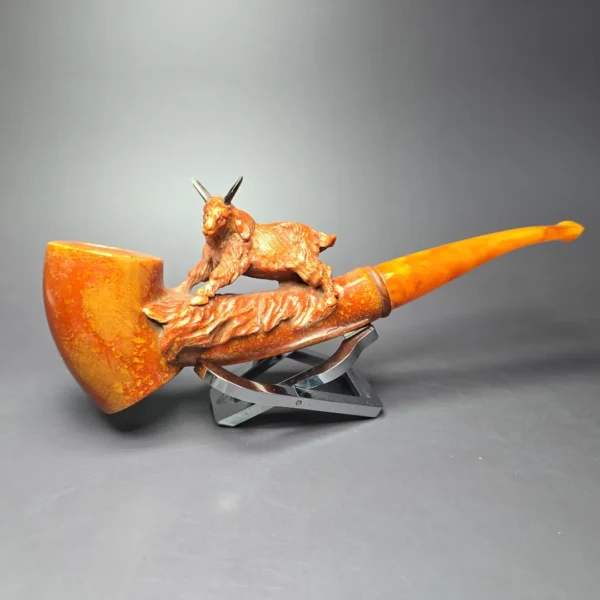 MBSD Meerschaum Masters by Karahan, XL Mountain Goat, Block Meerschaum Pipe, New - Image 3